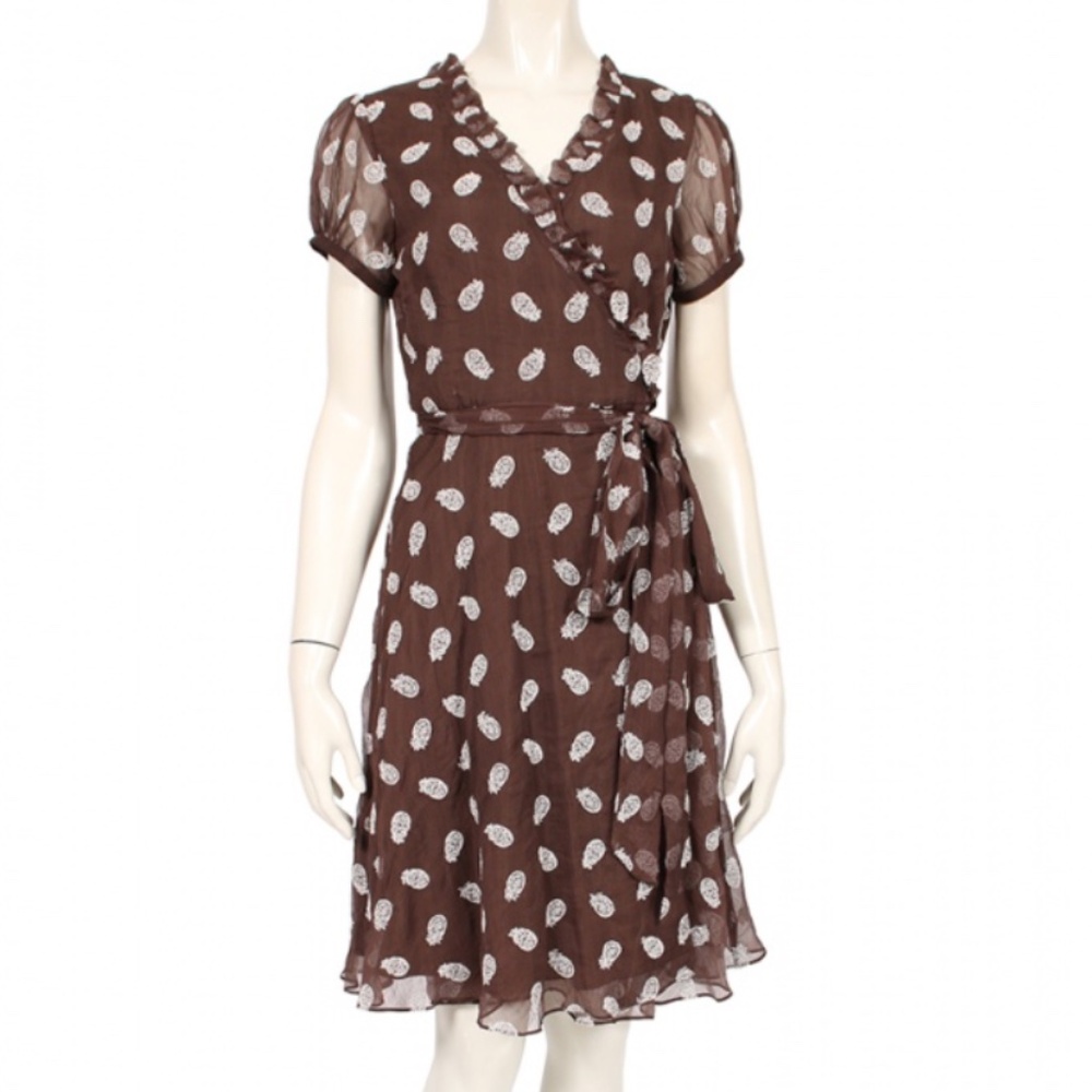 Kate Spade Silk Short Sleeve Belted Wrap Dress with Pineapples Size 4 EUC